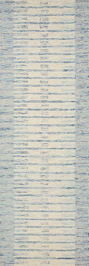 Loloi Chris Loves Julia Chris Collection CHR-01 Ivory/Denim 2'-6'' x 7'-6'', .50" Pile Height, Runner Rug