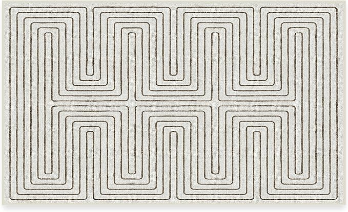 RUGGABLE x Jonathan Adler Machine Washable Modern Area Rug – Labyrinth Camel/Ivory 3x5, Stain-Resistant, Non-Slip – Small Rugs for Living Room, Bedroom, Hallway, Entryway & Office–with Cushioned Pad