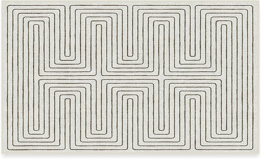 RUGGABLE x Jonathan Adler Machine Washable Modern Area Rug – Labyrinth Camel/Ivory 3x5, Stain-Resistant, Non-Slip – Small Rugs for Living Room, Bedroom, Hallway, Entryway & Office–with Cushioned Pad