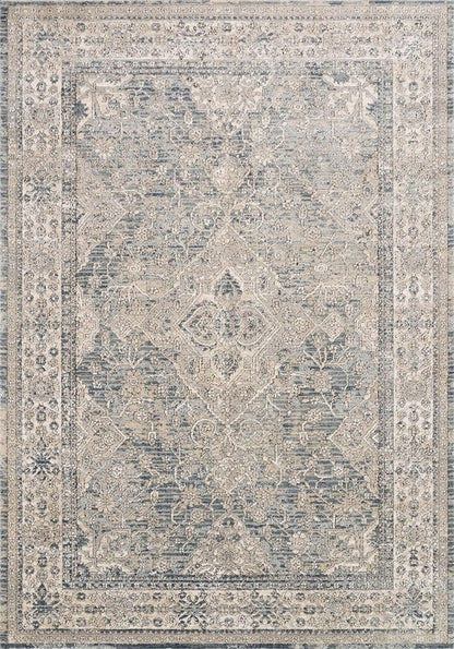 Loloi Teagan Collection TEA-04 Sky/Natural 9'-9" x 13'-6" Area Rug, Large, Soft Neutral Rug, High-Traffic for Living Room, Bedroom, Home Office, Dining Area