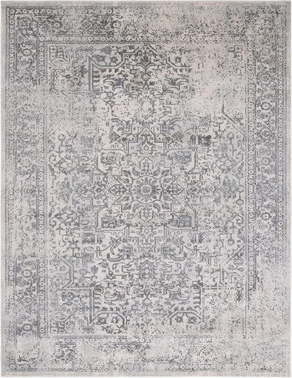 SAFAVIEH Area Rug 10x14 - Evoke Collection - Large - Ivory & Grey, Distressed Design, Non-Shedding & Easy to Clean, Ideal for Living Room, Bedroom, Dining Space (EVK256F)