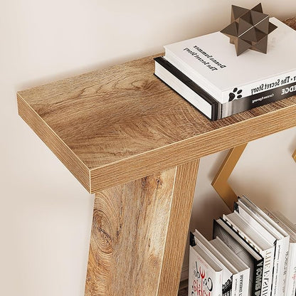LITTLE TREE 70.9-Inch Console Table, Long Sofa Table Behind Couch, Farmhouse Console with Shelf for Entryway, Living Room, Hallway