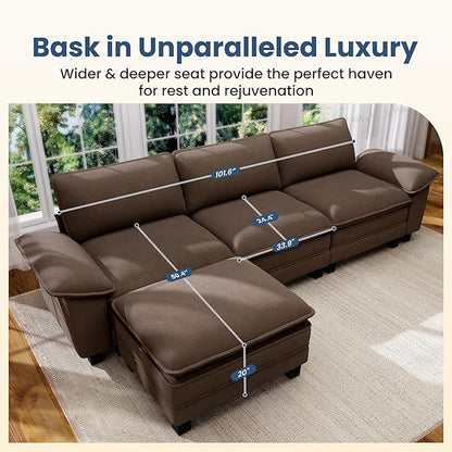 PHI VILLA Indoor Modular Sectional Couches Sets, 2-Piece Armless Sofa Set, 2-Seater Upholstered Couch for Living Room Small Spaces, Chenille Fabric, Taupe