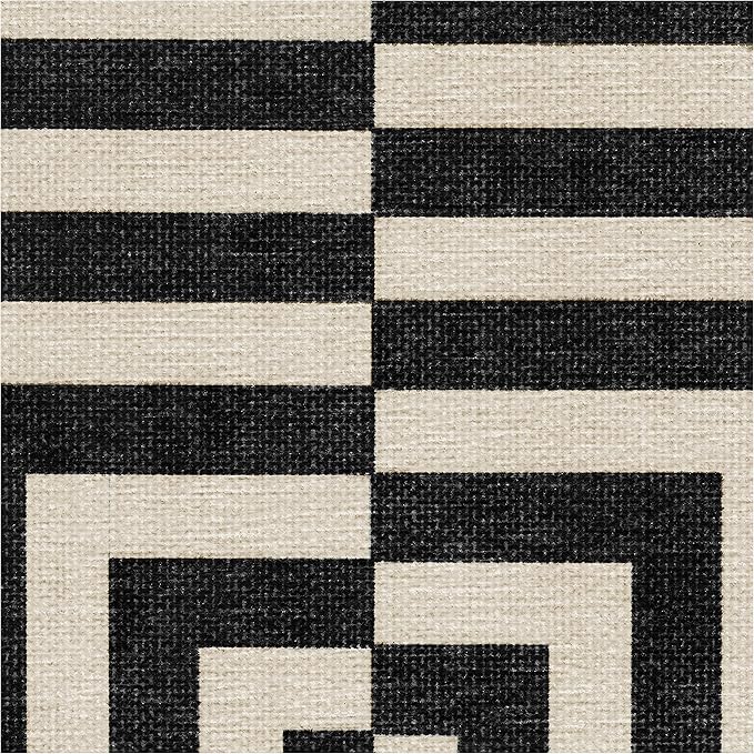 RUGGABLE x Jonathan Adler Machine Washable Modern Area Rug – Op Art Charcoal 8 ft Round, Stain-Resistant, Non-Slip – Large Rugs for Living Room, Bedroom, Hallway, Entryway & Office–with Cushioned Pad