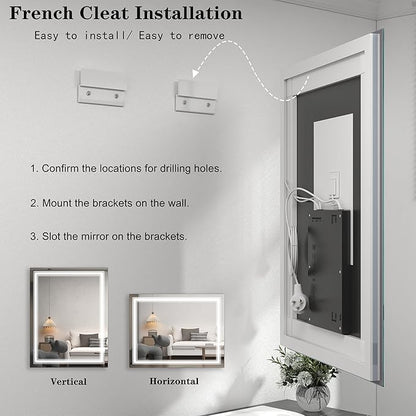 LED Bathroom Mirror for Wall 72x40, Large Lighted Vanity Mirror with Lights, Dimmable, Anti-Fog, Shatter-Proof, Front Lights and Backlit(ETL Listed)