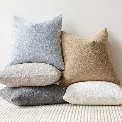 Foindtower Set of 2, Decorative Textured Boucle Throw Pillow Covers Accent Solid Pillow Cases Neutral Soft Cozy Couch Cushion Case for Chair Sofa Bedroom Living Room Home Decor 26 x 26 Inch Light Blue
