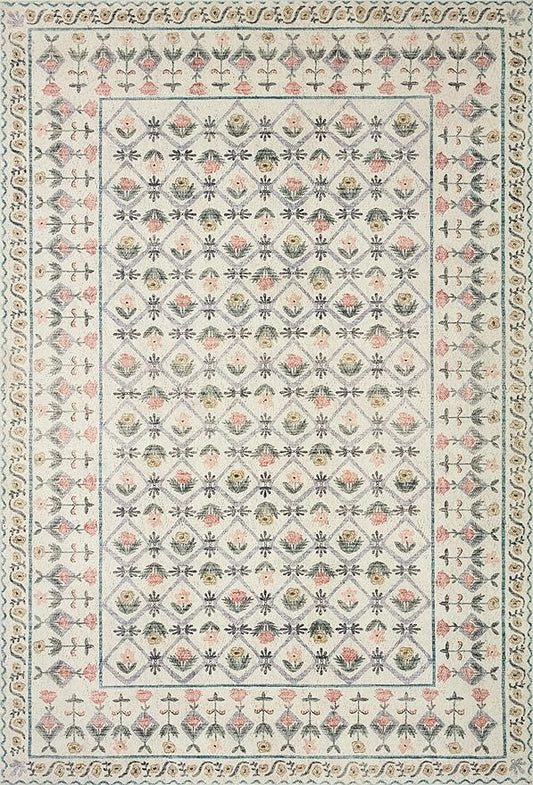 Loloi Rifle Paper Co. Eden Collection EDE-03 Lattice Ivory 2'-0" x 5'-0" Accent Rug feat. CloudPile™