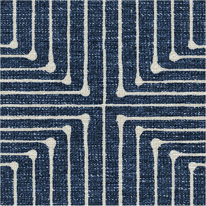 RUGGABLE x Jonathan Adler Machine Washable Area Rug – Inkdrop Lapis Blue 6 ft Round, Stain-Resistant, Non-Slip – Medium Rugs for Living Room, Bedroom, Hallway, Entryway & Office–with Cushioned Pad