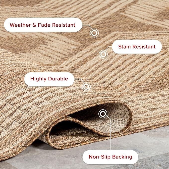 nuLOOM 4x6 Outdoor/Indoor Ranya Tribal Area Rug, Light Brown, Geometric Design, Stain Resistant, Highly Durable, For Patio, Balcony, Bedroom, Dining Room, Living Room, Bathroom