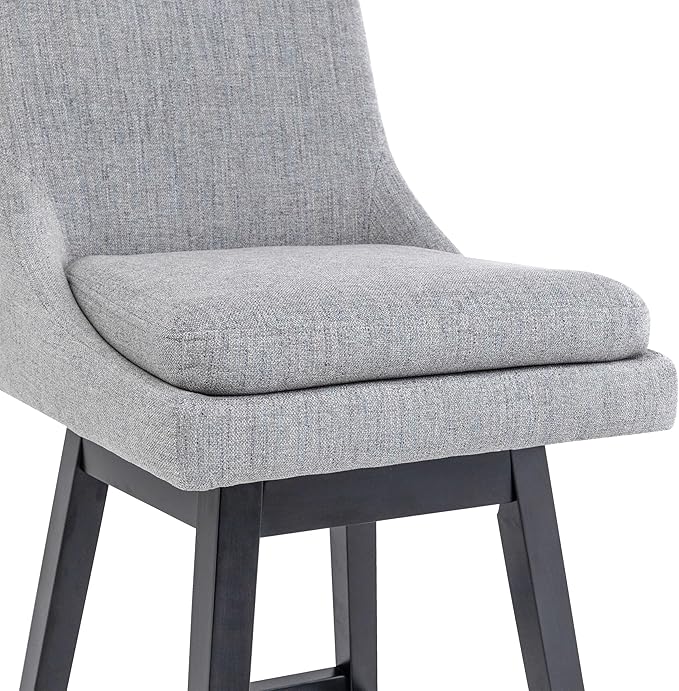 Bar Stools Set of 4, 26 Inch Upholstered Barstools with 14.2" High Back and Footrest, Swivel Counter Height Barstools for Kitchen Island Home Bar Performance Fabric Gray