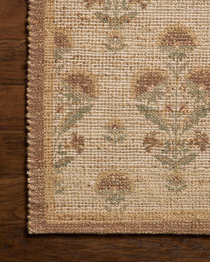 Loloi Chris Loves Julia Rue Collection RUE-01 Wheat/Sage 5'-0" x 7'-6" Area Rug Jute Neutral Floral Living Room Bedroom Rug