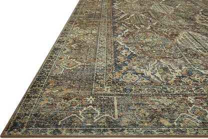 Loloi Magnolia Home by Joanna Gaines Banks Collection BAN-05 Spice/Blue 7'-6" x 9'-6", .13" Pile Height, Machine Washable, Area Rug
