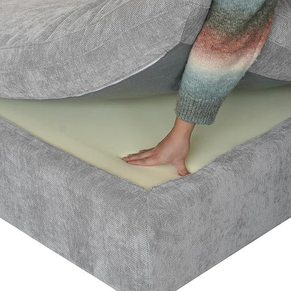 JACH Modular Ottoman Seater for Living Room, Cushion Covers Removable, Minimalist Comfy Footstool, Breathable Ottoman for Living Room Apartment (Light Grey)