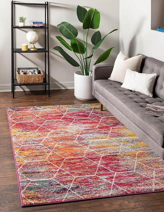 Unique Loom Trellis Frieze Collection Area Rug - Geometric (2' x 3', Multi/ Ivory)