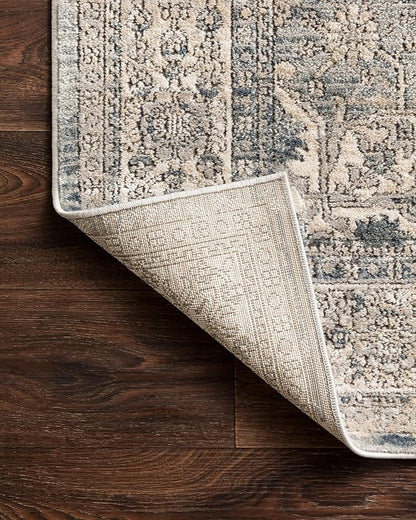 Loloi Teagan Collection TEA-04 Sky/Natural 5'-3" x 7'-6" Area Rug, Large, Soft Neutral Rug, High-Traffic for Living Room, Bedroom, Home Office, Dining Area