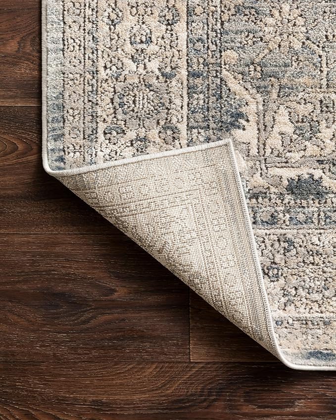 Loloi Teagan Collection TEA-04 Sky/Natural 3'-4" x 5'-7" Accent Rug, Large, Soft Neutral Rug, High-Traffic for Living Room, Bedroom, Home Office, Dining Area