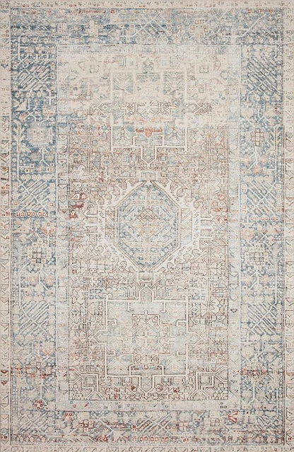 Loloi Chris Loves Julia Jules Collection JUL-07 Natural/Ocean 9'-6'' x 14', .13" Pile Height, Area Rug