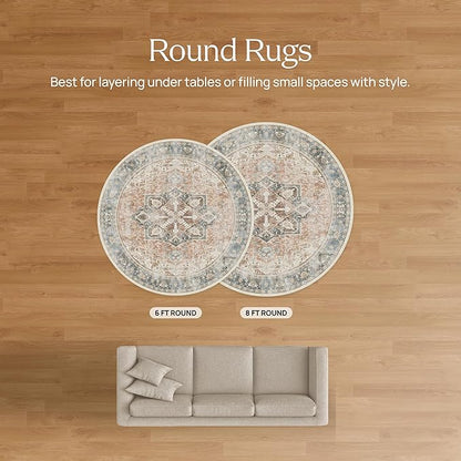 RUGGABLE x Jonathan Adler Machine Washable Modern Area Rug– Op Art Charcoal 6 ft Round, Stain-Resistant, Non-Slip – Medium Rugs for Living Room, Bedroom, Hallway, Entryway & Office–with Cushioned Pad