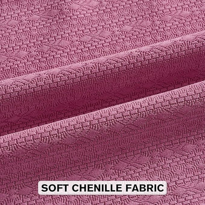 FUTEI Hot Pink Chenille Throw Pillow Covers 20x20 Inch Set of 2,Soft Striped & Diamond Textured Cushion Cases,Modern Home Decor for Couch Living Room