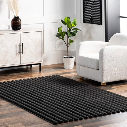 nuLOOM 5' x 8' Cozy Plush Area Rug, Machine Washable, Non-Slip, Soft Fluffy Shag Carpet for Living Room Bedroom Kids Room Nursery Home Decor, Kai Grey