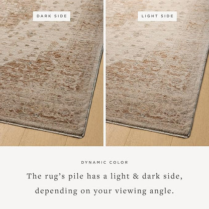 Loloi Magnolia Home by Joanna Gaines Junie Collection JUE-04 Natural/Clay 3'-11" x 5'-7", .38" Pile Height, Accent Rug