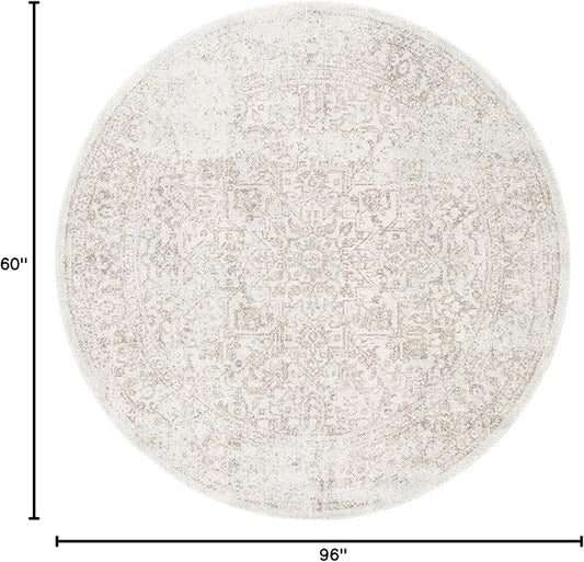 SAFAVIEH Evoke Collection Area Rug - 5' x 8' Oval, Ivory & Taupe, Distressed Design, Non-Shedding & Easy to Clean, Ideal for Living Room, Bedroom, Dining Space (EVK256E)