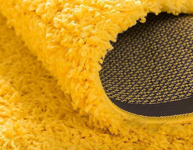 Unique Loom Solid Shag Collection Area Rug (2' 6" x 16' 5" Runner, Tuscan Sun Yellow)