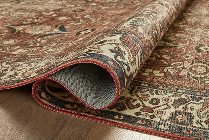 Loloi Magnolia Home by Joanna Gaines Banks Collection BAN-04 Brick/Ivory 5'-0" x 7'-6", .13" Pile Height, Machine Washable, Area Rug