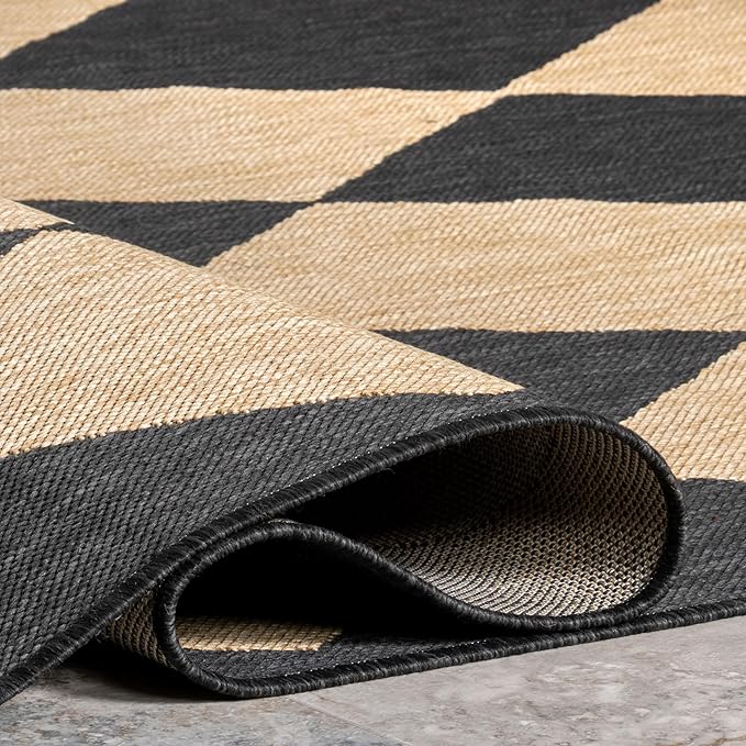 nuLOOM 8' Round Outdoor Performance Area Rug, Stain Resistant, Weather Resistant, High Traffic, Patio, Balcony, Outside, Sabina Dark Grey