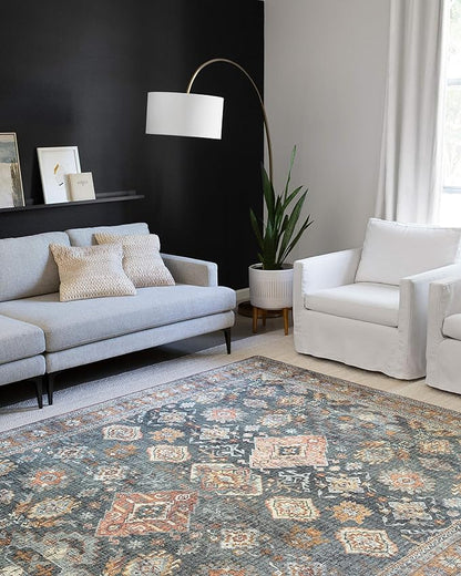 Loloi Skye Collection SKY-10 Sea/Rust 6'-0" x 6'-0" Round Area Rug