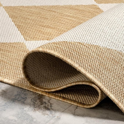 nuLOOM 9'6" x 12' Outdoor Performance Area Rug, Stain Resistant, Weather Resistant, High Traffic, Patio, Balcony, Outside, Sabina Tan