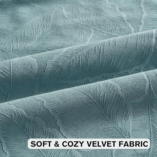 FUTEI Grey Blue Velvet Throw Pillow Covers 24x24 Inch Set of 2,Soft Embossed Leaf-Relief Textured European Cushion Cases,Natural Home Decor for Couch Living Room