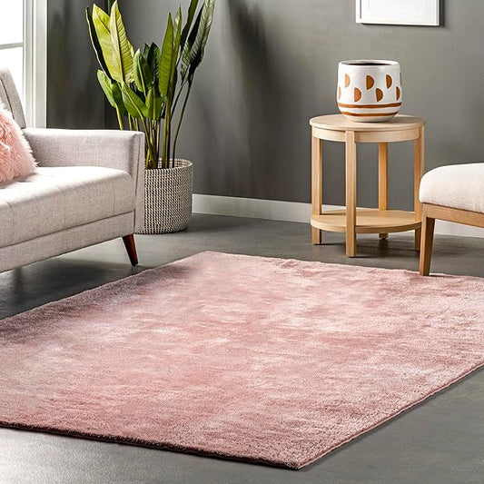nuLOOM 2' x 3' Cozy Plush SuperiorWash Area Rug, Machine Washable, Non-Slip, Soft Fluffy Shag Carpet for Living Room Bedroom Kids Room Nursery Home Decor, Loni Pink