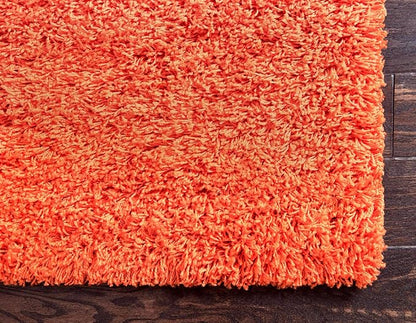 Unique Loom Solid Shag Collection Area Rug (7' 10" x 10' Rectangle, Tiger Orange)