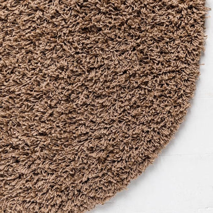 Unique Loom Solid Shag Collection Area Rug (3' 3" Round, Sandy Brown)