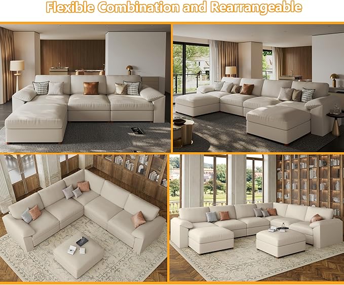 EASE MOOSE Loveseat Sofa for Living Room,Oversized Deep Seat Modular Sectional,Modern Comfy 2 Seater Sofas,Scratch Resistant Faux Leather Couch for Small Spaces, Beige