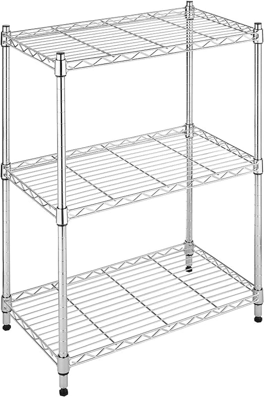 Whitmor 3-Tier Shelving Unit, Metal Storage Shelves, Easy Assembly Home Organizer for Pantry, Kitchen, Garage, Plant, 23"L x 13"W x 30"H