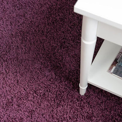 Unique Loom Solid Shag Collection Area Rug (3' 3" Round, Eggplant Purple)
