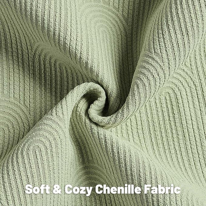 FUTEI Sage Green Chenille Decorative Throw Pillow Covers 16x16 Inch Set of 2,Soft Cozy Striped Geometric Patterns Cushion Case,Modern Home Decor for Couch Bed Living Room