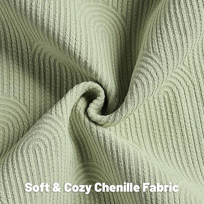 FUTEI Sage Green Chenille Decorative Throw Pillow Covers 18x18 Inch Set of 2,Soft Cozy Striped Geometric Patterns Cushion Case,Modern Home Decor for Couch Bed Living Room