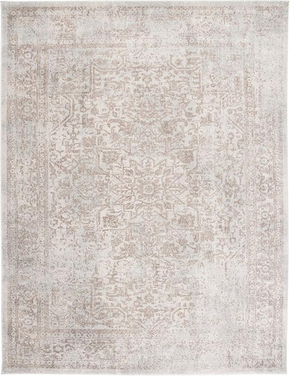 SAFAVIEH Area Rug 11x15 - Evoke Collection - Large - Ivory & Taupe, Distressed Design, Non-Shedding & Easy to Clean, Ideal for Living Room, Bedroom, Dining Space (EVK256E)