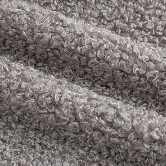 Pack of 2 Curly Teddy Wool Faux Fur Throw Pillow Covers Fuzzy Accent Soft Sherpa Pillowcases Sheepskin Fleece Decorative Cushion Case for Sofa Couch Living Room 26x26 Inch Light Grey