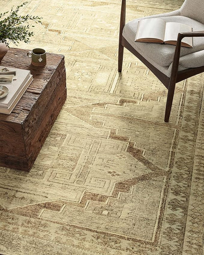 Loloi Magnolia Home by Joanna Gaines Sinclair Collection SIN-02 Khaki/Tobacco 3'-6" x 5'-6", .25" Pile Height, Machine Washable, Accent Rug