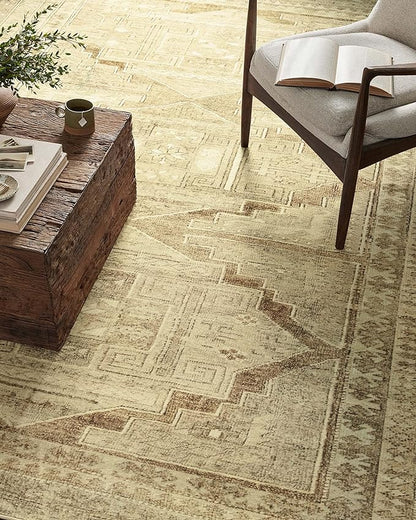 Loloi Magnolia Home by Joanna Gaines Sinclair Collection SIN-02 Khaki/Tobacco 2'-3" x 7'-6", .25" Pile Height, Machine Washable, Runner Rug