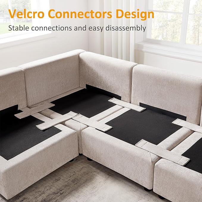 VANOMi Modular Sectional Sofa, Convertible Sofa Couch Modular Sofa with Ottoman, Sectional Sofas for Living Room Small Apartments