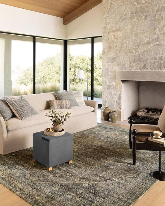 Loloi Amber Lewis Morgan Collection MOG-05 Spice/Lagoon 9'-6" x 13'-6" 38" Thick Area Rug feat. CloudPile, Neutral, Room Décor, Vintage Inspired, Livingroom, Bedroom, Dining Area