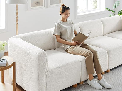 VANOMi Oversized Modular Sectional Sofa, V-Shaped Corner Sectional Couch for Living Room, 5 Seats Modular Sofa, Cream White