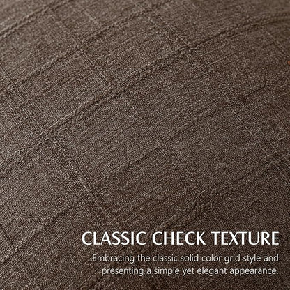 Foindtower Set of 2 Decorative Linen Check Throw Pillow Covers Neutral Farmhouse Vintage Cushion Covers Modern Boho Home Decor for Sofa Chair Couch Bedroom Living Room,26×26 Inch,Dark Brown