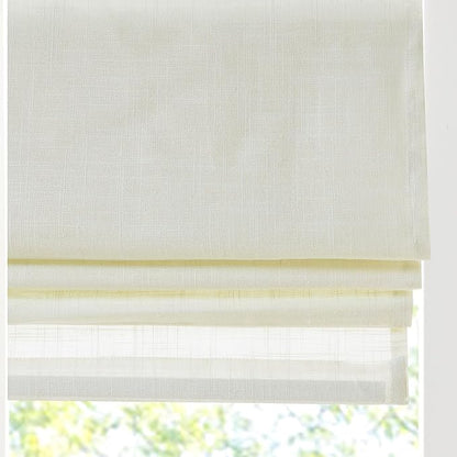 Madison Park Kyler Cordless Roman Shades - Single Panel, Lightweight Linen Blend Fabric, Natural Design, Easy Installation, Light Filtering Window Blind, Bedroom, Living Room Decor 35"W x 64"H Ivory