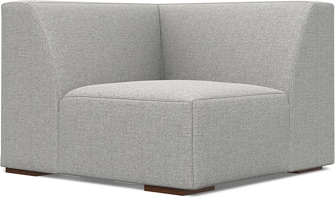 SIMPLIHOME Rex Left Corner Sectional Modular Sofa and Ottoman Set in 100% Recycled Polyester Tightly Woven Performance Fabric, Pale Grey, 116-inch-wide L-Shaped Sofa and 34-inch-Wide Ottoman